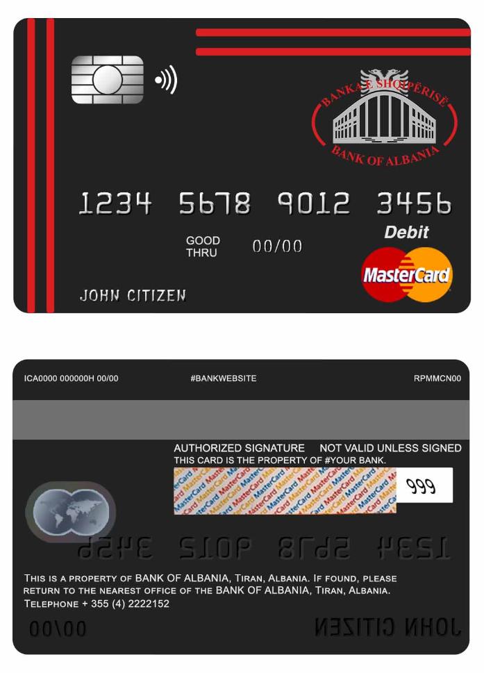 Albania Bank of Albania mastercard debit card